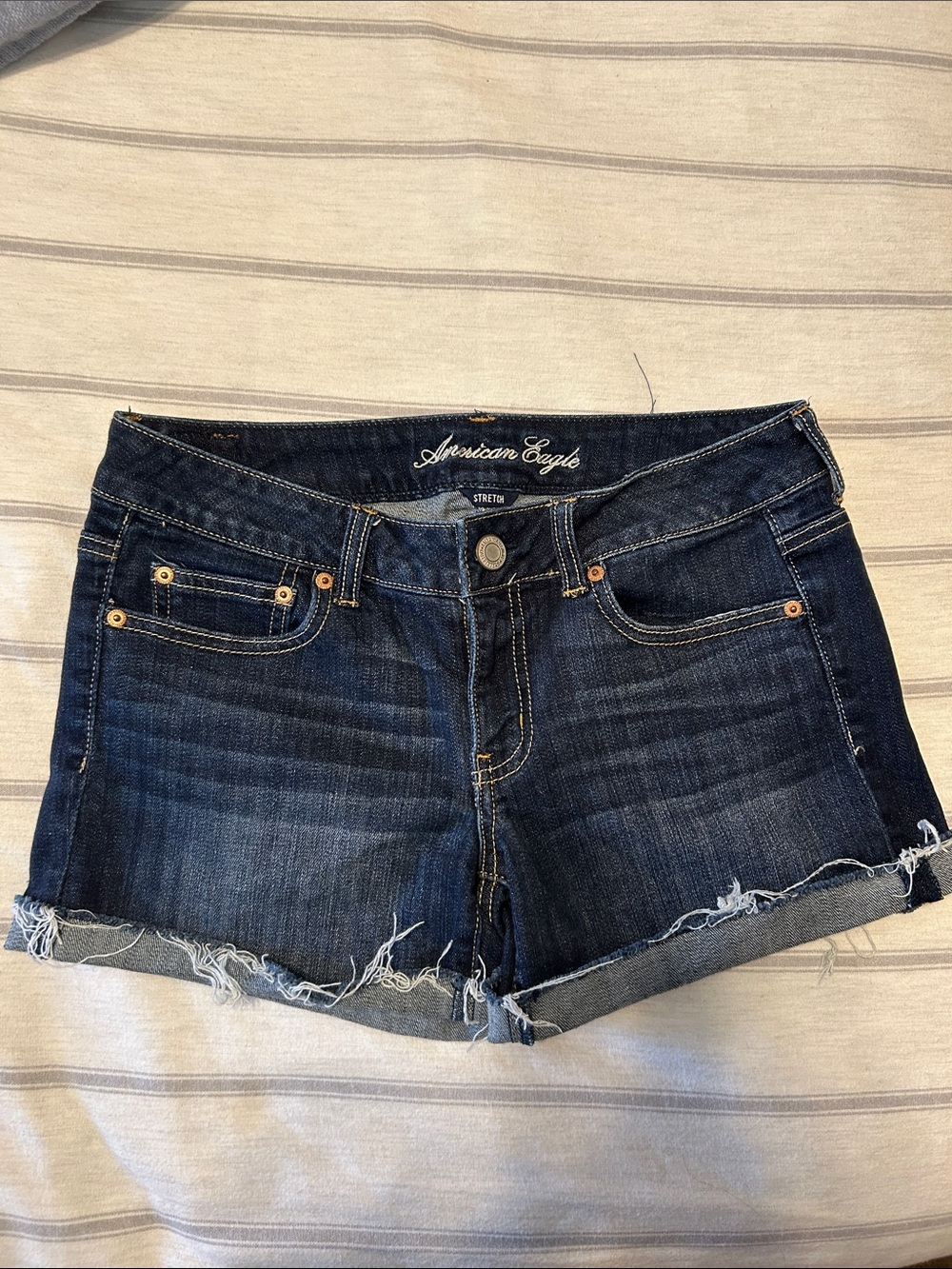 American Eagle Outfitters Indigo Frayed Hem Denim Shorts Size 8
